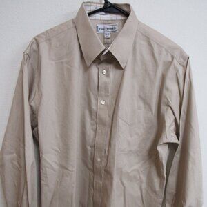 Paul Fredrick Slim Fit Beige Long Sleeve Button-Up Flip-Cuff Shirt 16.5/35
